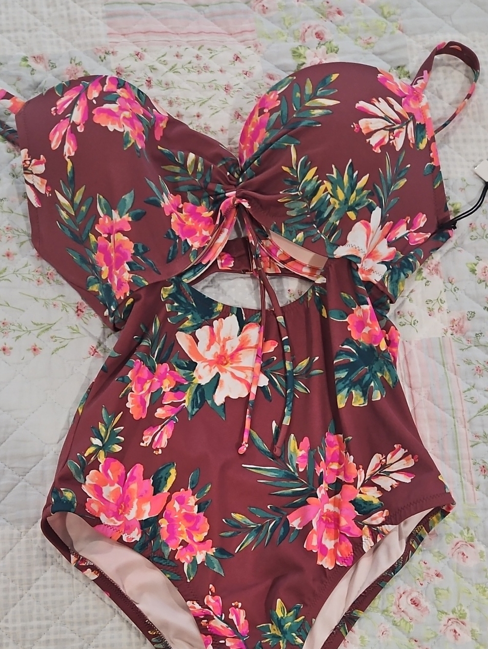 Shade & Shore Multicolor Floral  Swimsuit 34DDD